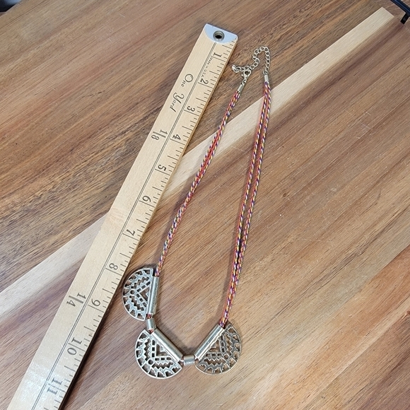 Old Navy Multi color braided necklace with Gold / Brass Tone Half Moon Pendant - Picture 10 of 16